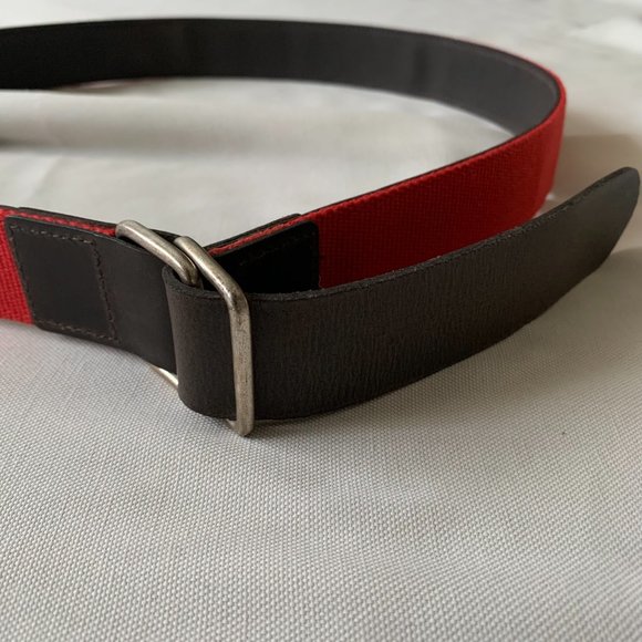 Brown Leather and Red Canvas Belt - Picture 3 of 5